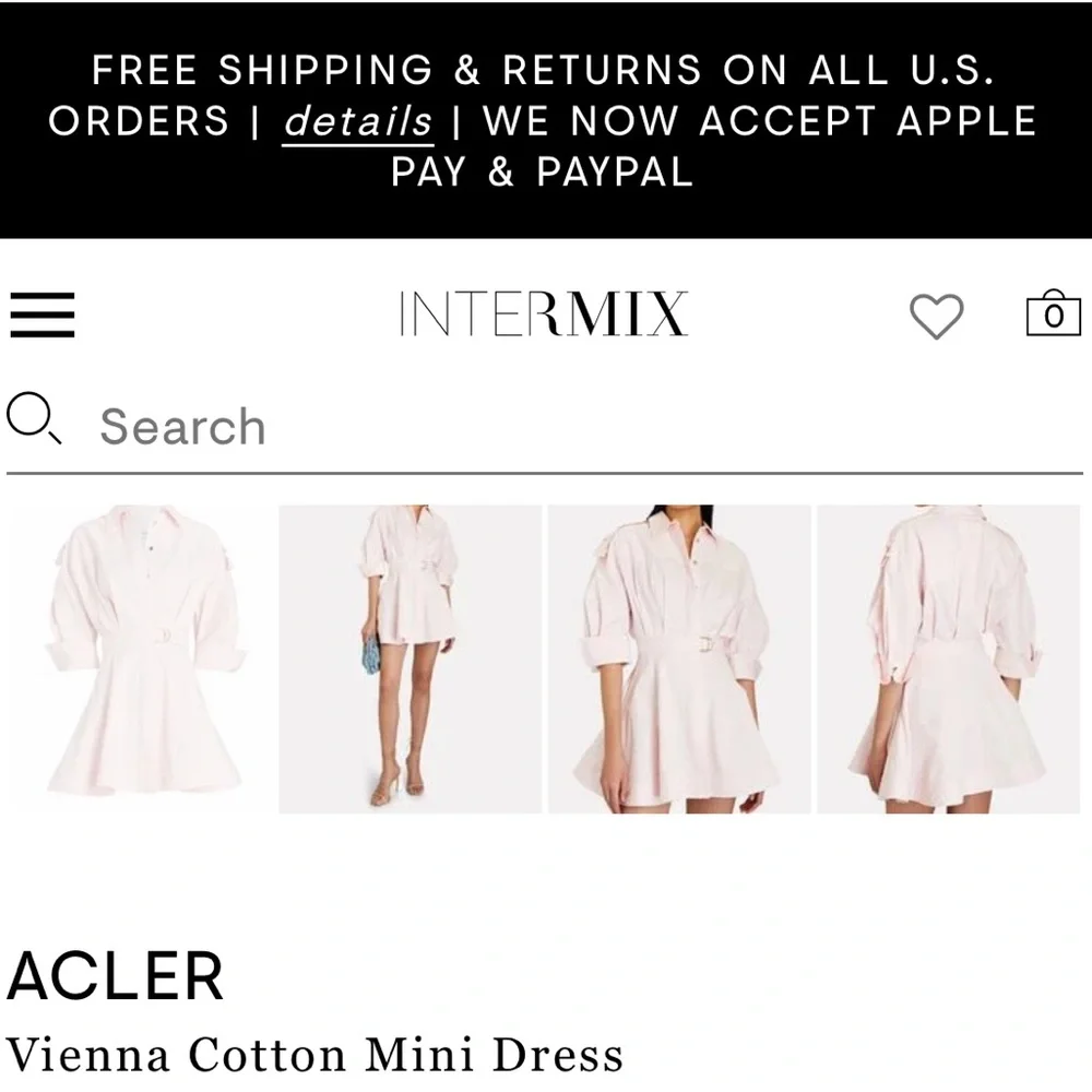 ACLER Vienna Cotton Mini Dress in Pink with Gold Hardware - Picture 5 of 12